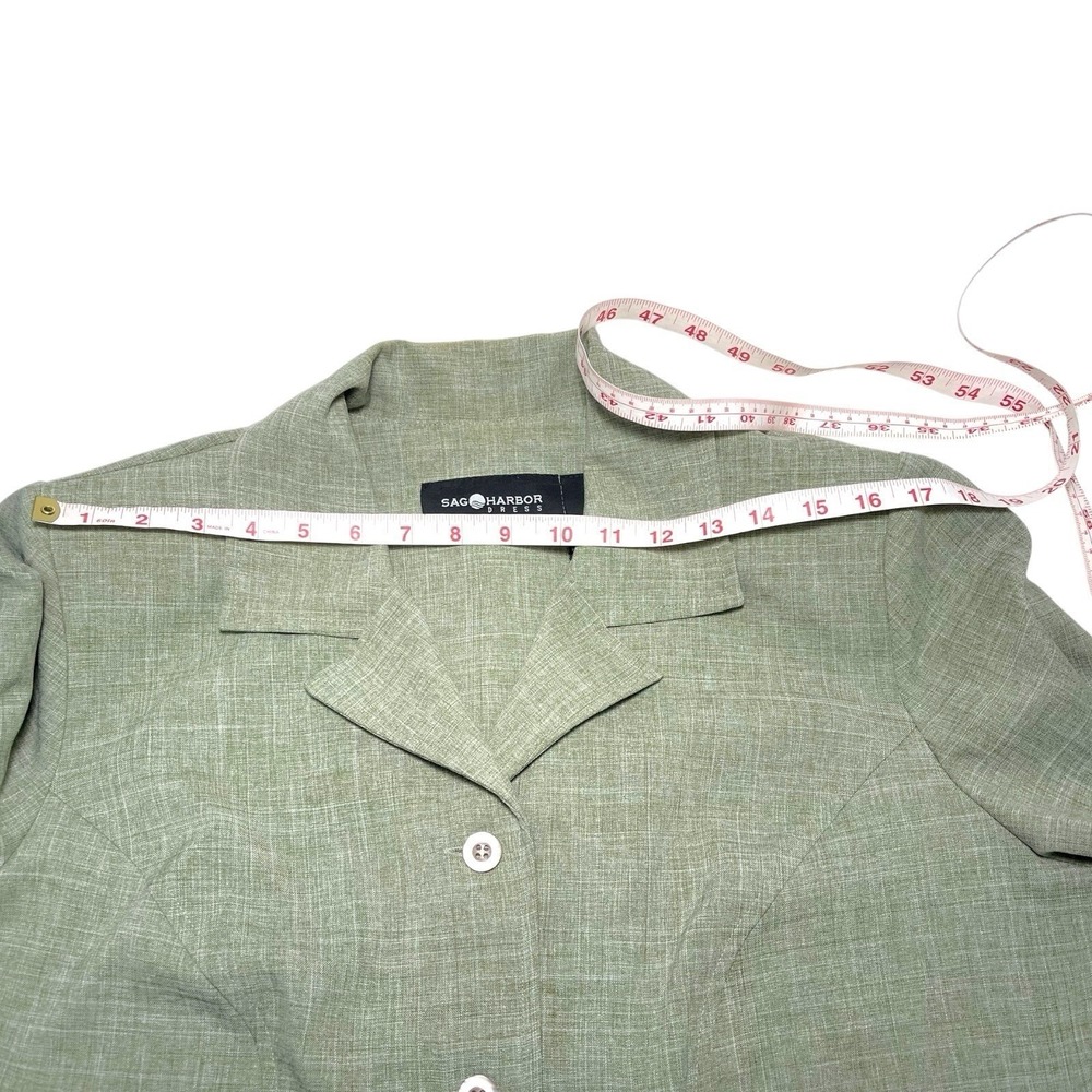 Sag Harbor 14W Green Pant Suit Short Sleeve Blazer Trousers Vintage Officecore - Picture 4 of 16